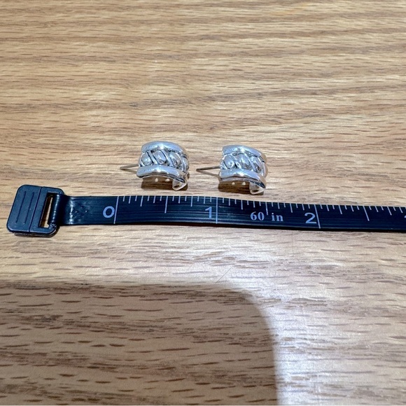 Silver tone Hoop cuff Earrings - Picture 5 of 6